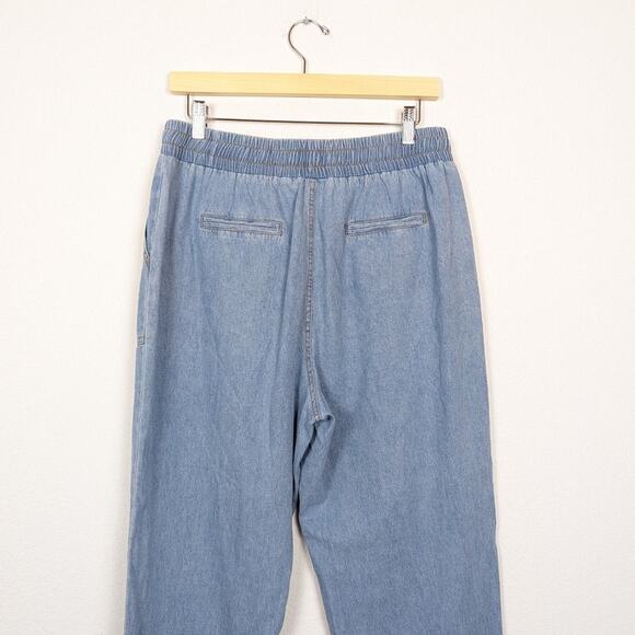 Entro Distressed Light Wash Denim Pull On Drawstring Pants Size L - Picture 5 of 7